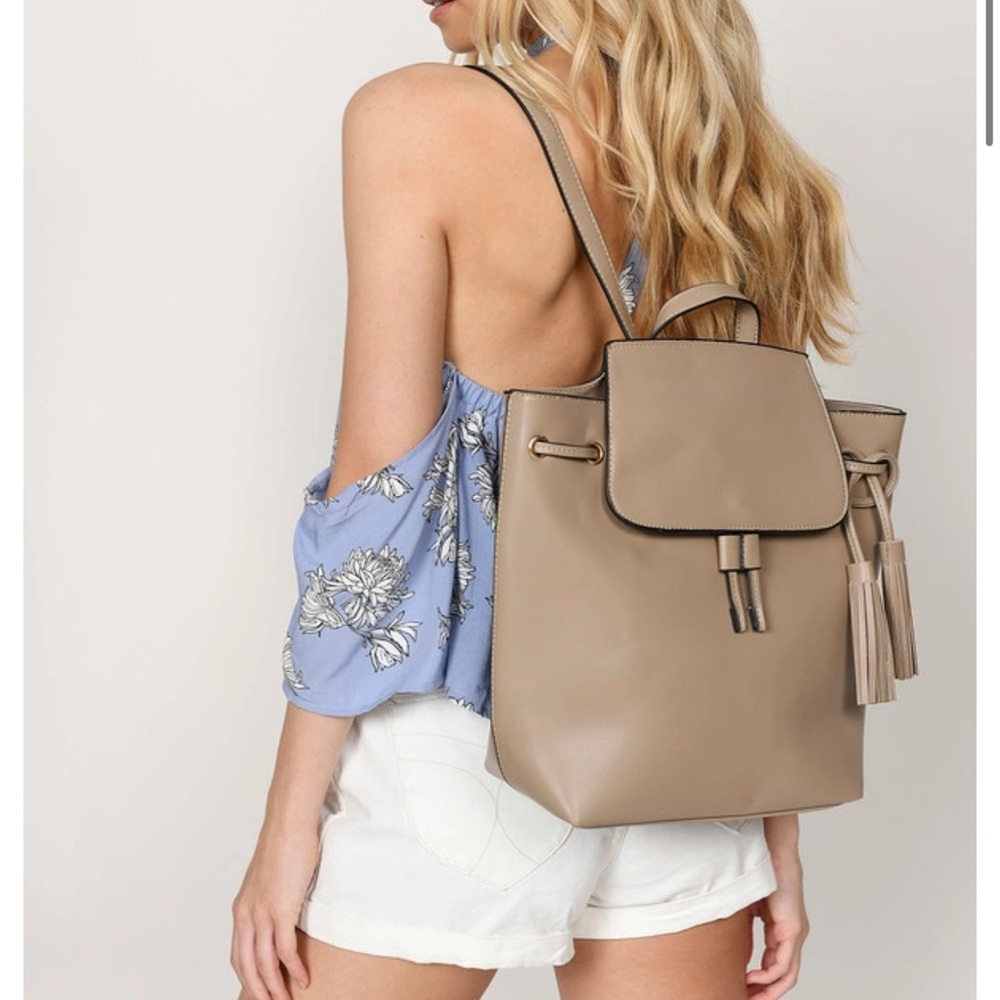 Tobi Khaki Faux Leather Backpack